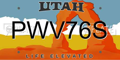 PWV76S Utah License Plate