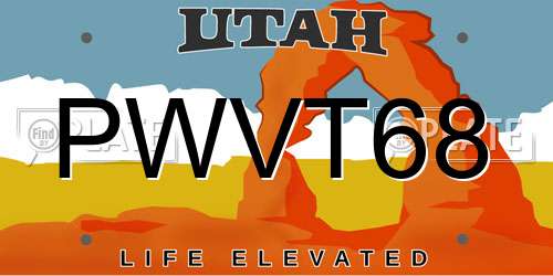 PWVT68 Utah License Plate