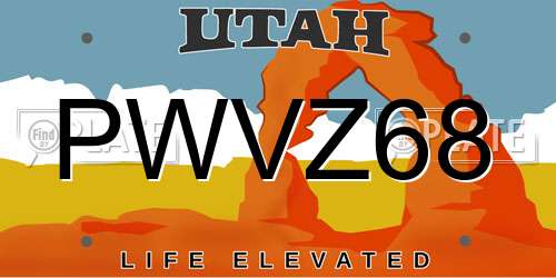 PWVZ68 Utah License Plate