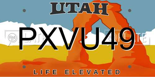 PXVU49 Utah License Plate