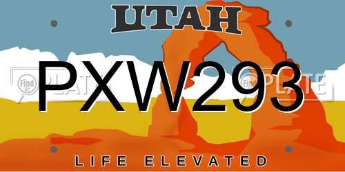 PXW293 Utah License Plate