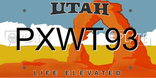 PXWT93 Utah License Plate