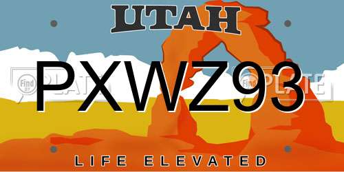 PXWZ93 Utah License Plate
