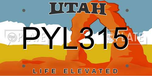 PYL315 Utah License Plate