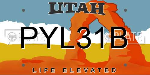 PYL31B Utah License Plate
