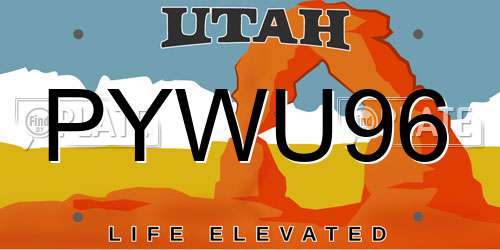 PYWU96 Utah License Plate