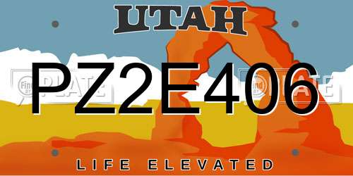 PZ2E406 Utah License Plate