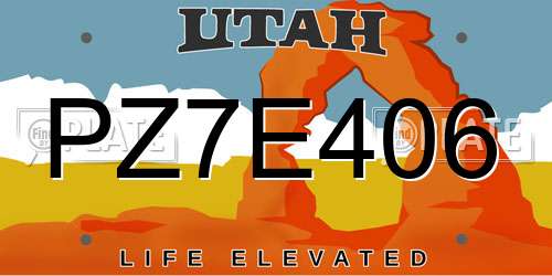 PZ7E406 Utah License Plate
