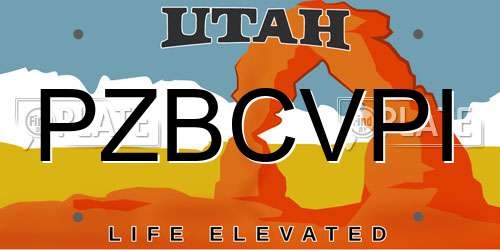PZBCVPI Utah License Plate