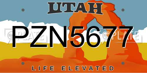 PZN5677 Utah License Plate