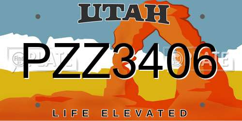 PZZ3406 Utah License Plate