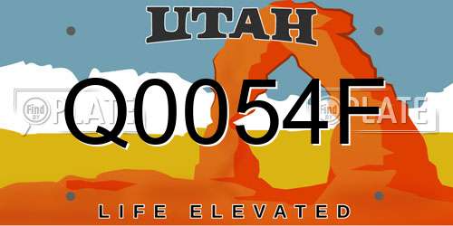 Q0054F Utah License Plate