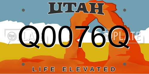 Q0076Q Utah License Plate
