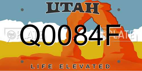 Q0084F Utah License Plate