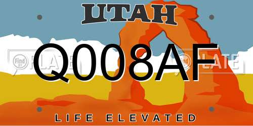 Q008AF Utah License Plate