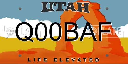 Q00BAF Utah License Plate