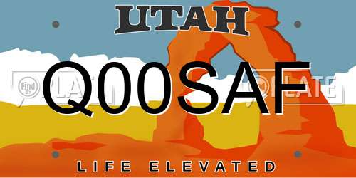Q00SAF Utah License Plate