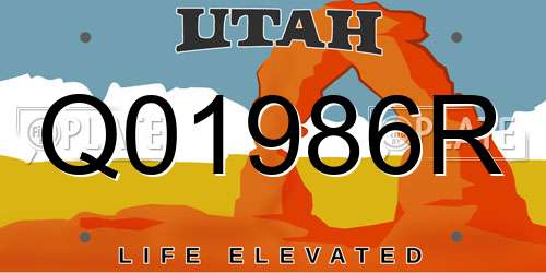 Q01986R Utah License Plate