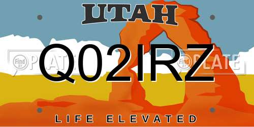 Q02IRZ Utah License Plate