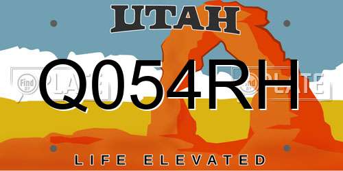 Q054RH Utah License Plate