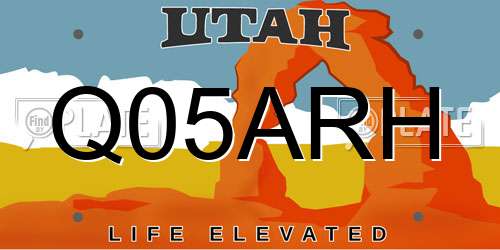 Q05ARH Utah License Plate