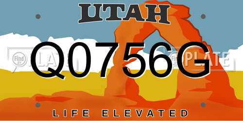 Q0756G Utah License Plate
