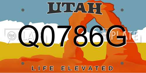 Q0786G Utah License Plate
