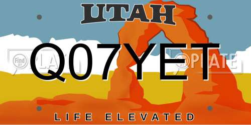 Q07YET Utah License Plate