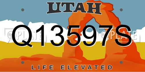 Q13597S Utah License Plate