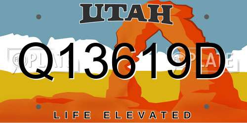 Q13619D Utah License Plate