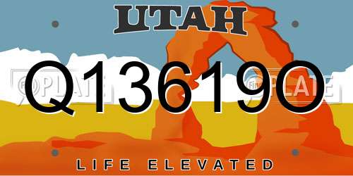 Q13619O Utah License Plate