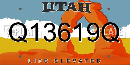 Q13619Q Utah License Plate