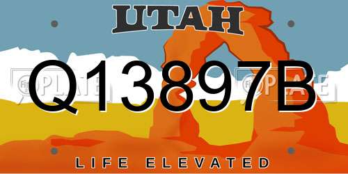 Q13897B Utah License Plate
