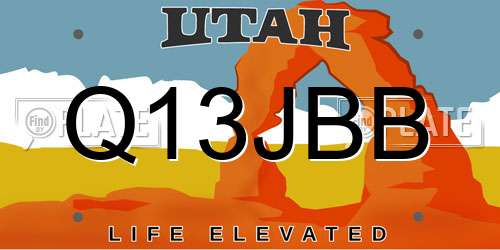 Q13JBB Utah License Plate