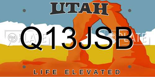 Q13JSB Utah License Plate