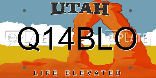 Q14BLO Utah License Plate