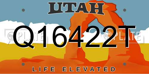 Q16422T Utah License Plate
