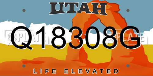Q18308G Utah License Plate