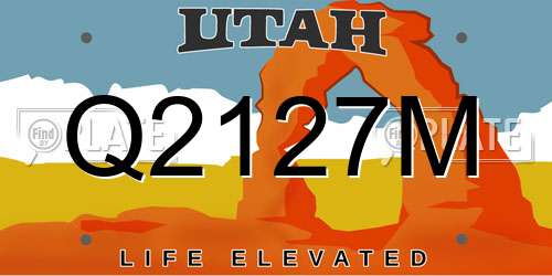 Q2127M Utah License Plate