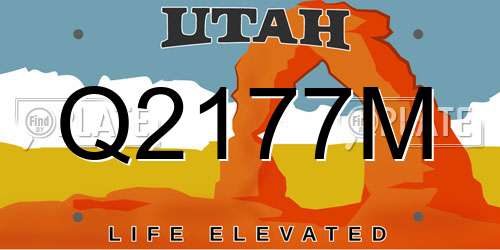 Q2177M Utah License Plate