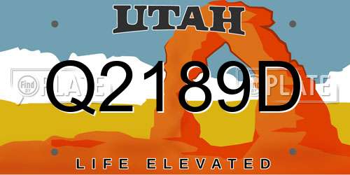 Q2189D Utah License Plate