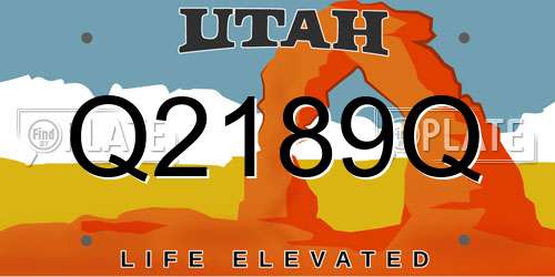 Q2189Q Utah License Plate