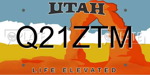 Q21ZTM Utah License Plate