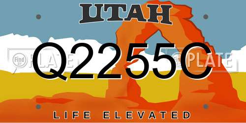Q2255C Utah License Plate