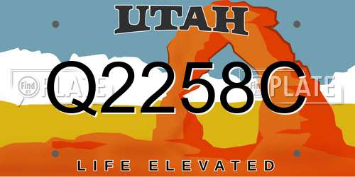 Q2258C Utah License Plate