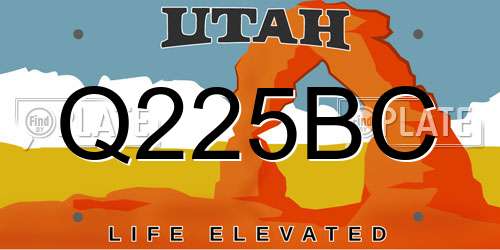Q225BC Utah License Plate