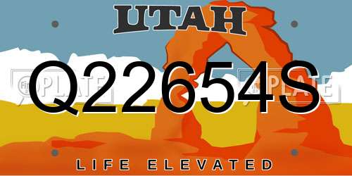 Q22654S Utah License Plate