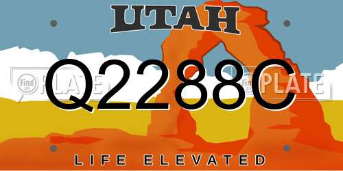 Q2288C Utah License Plate