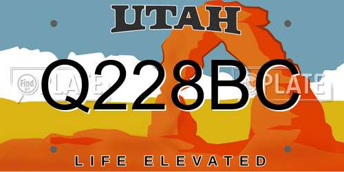 Q228BC Utah License Plate