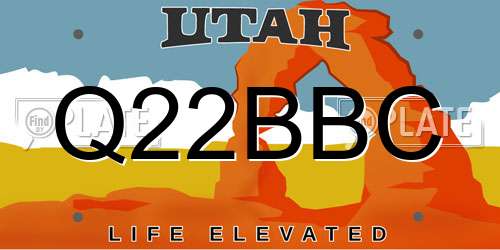 Q22BBC Utah License Plate